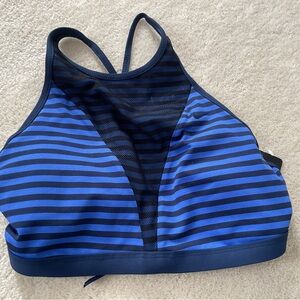 Nike Navy and Black Striped Sports Bra